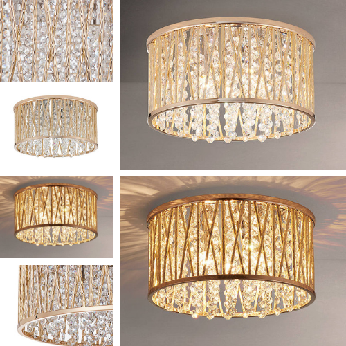 John Lewis Emilia Large Crystal Drum Flush Ceiling Light Rrp 150